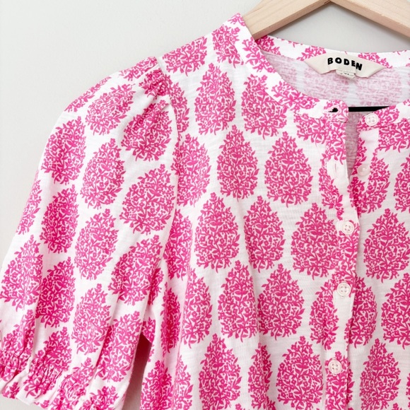 BODEN Dolly puff sleeve Pink Paisley Women's Top sz. 4 - Picture 4 of 7